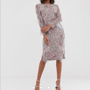 ASOS Beaded Midi Fringe Dress